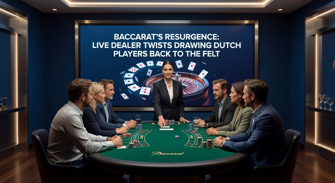 Live dealer baccarat tafel met Nederlandse spelers die via mobiel inloggen, kaarten vliegen over het scherm in een bruisende studio