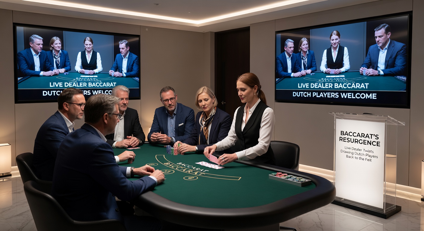 Dynamische live baccarat actie met dealer die kaarten schudt, Nederlandse chatberichten zichtbaar op scherm en side bets in actie