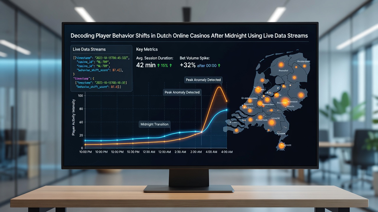Grafiek met nachtelijke pieken in live dealer deelname en inzetpatronen