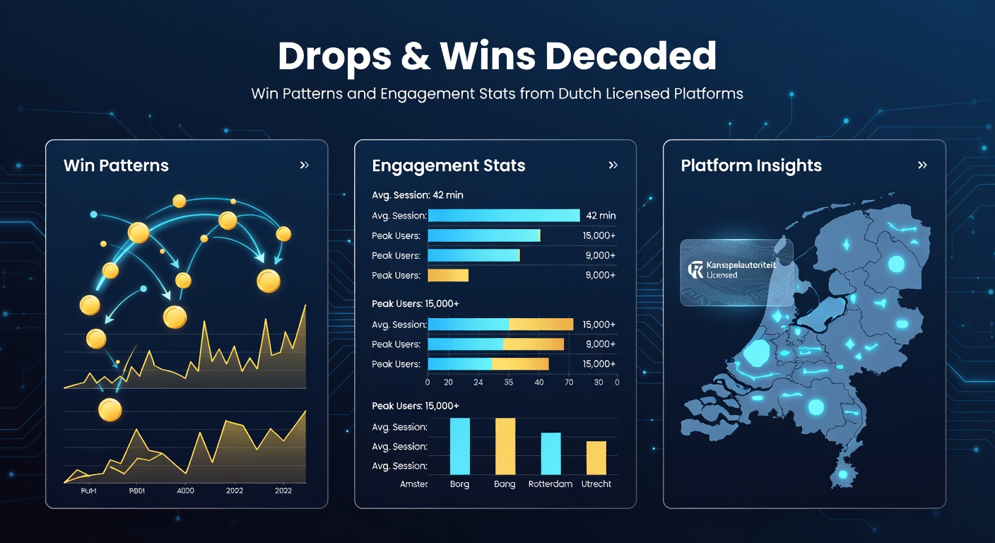 LijnGrafiek van engagement stats voor Drops & Wins, met pieken in actieve spelers, sessieduur en retentiepercentages op Nederlandse online casinos gedurende een typische promotieweek