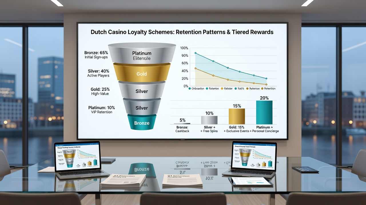 Grafiek die retentiepatronen illustreert bij verschillende loyaliteitstiers in Nederlandse casino's