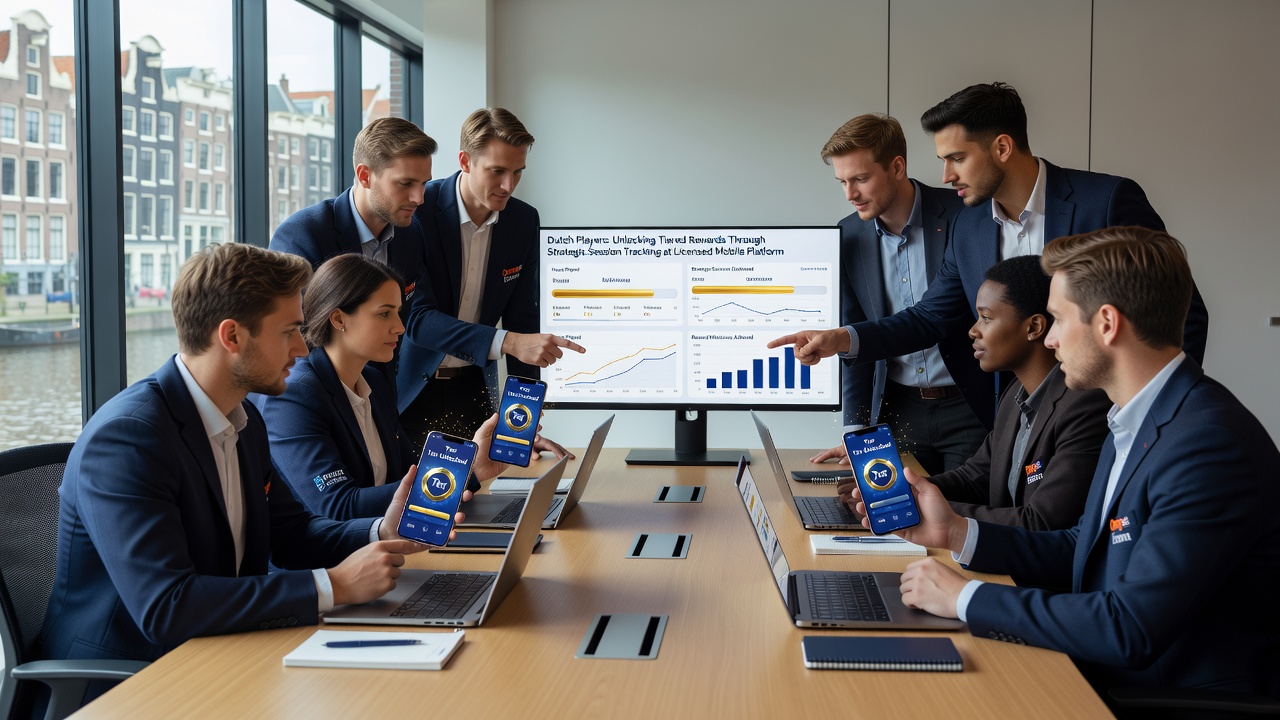 Mobiele interface toont sessie-tracking en beloningsniveaus voor Nederlandse spelers