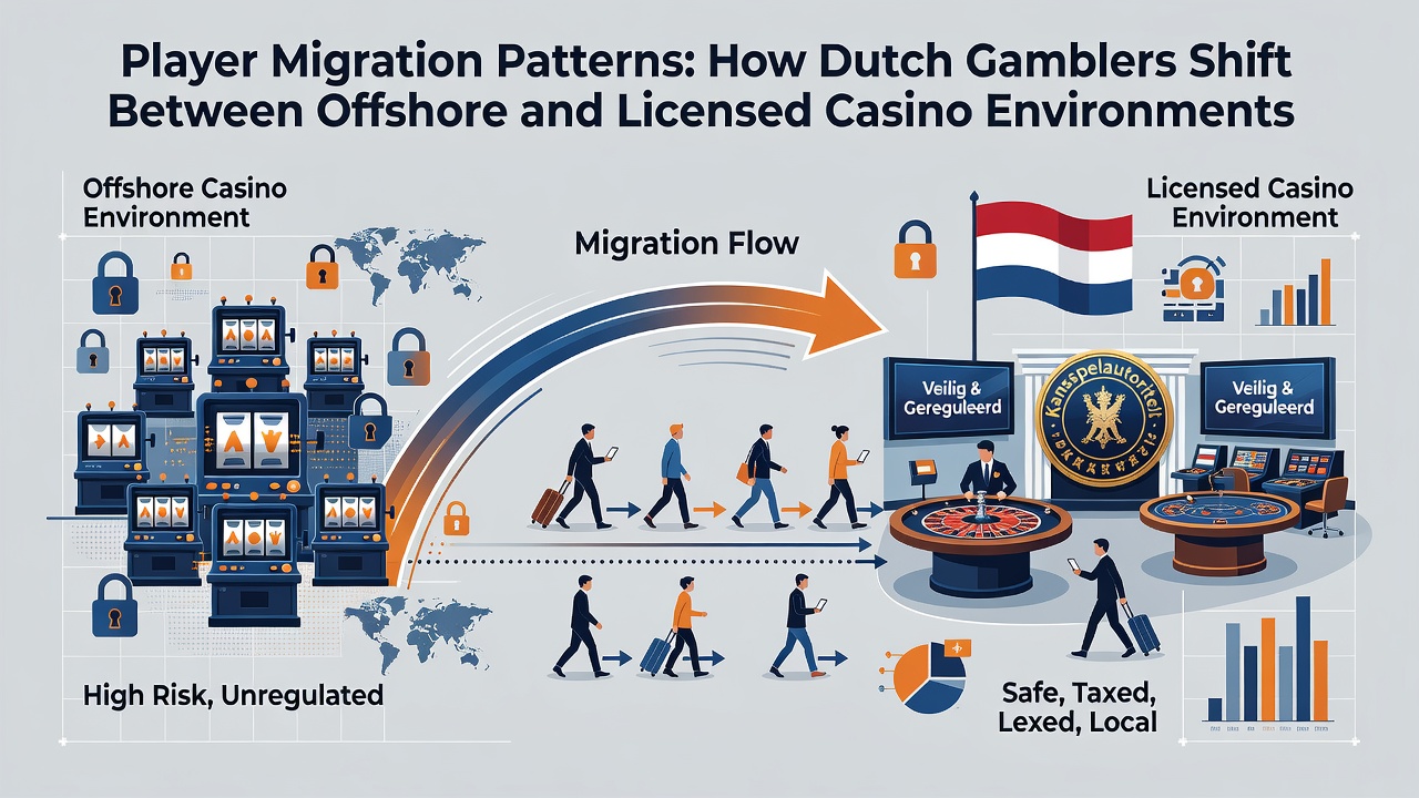 Infographic met voorbeelden van mobiele casino-interfaces en betalingsstromen gebruikt door Nederlandse spelers